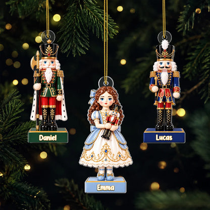 Nutcracker Christmas Acrylic Ornament - Custom Personalized Name Keepsake Gift for Kids & Family