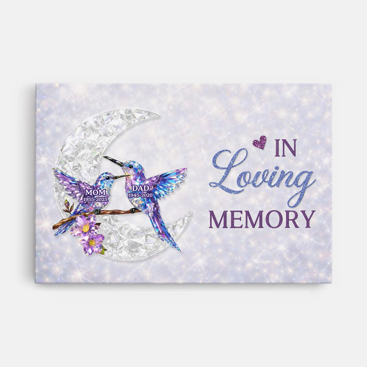 In Loving Memory Hummingbird Canvas / Poster - Personalized Memorial Wall Art for Loss of Parents