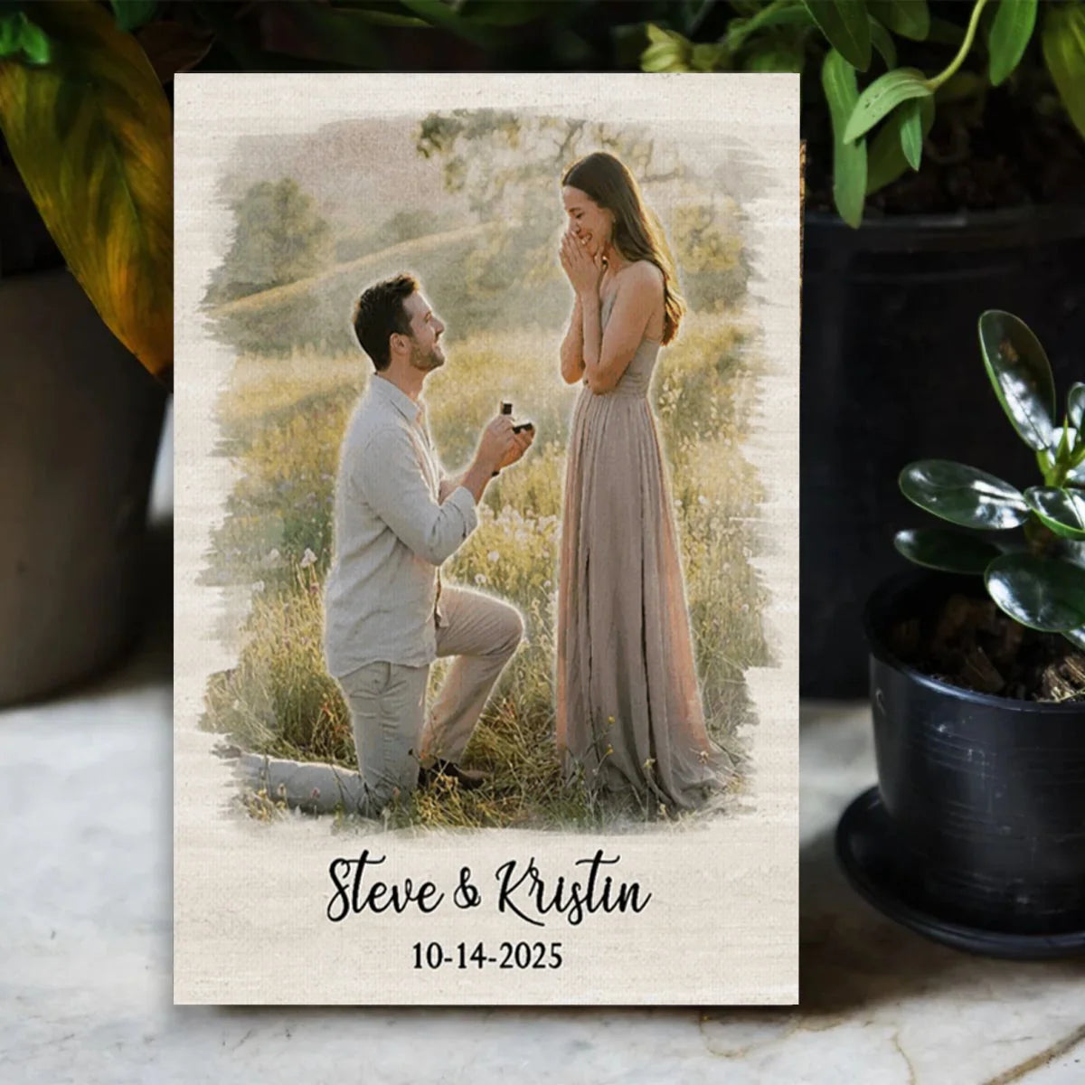 Custom Couple Proposal Photo Canvas / Poster - Personalized Engagement Keepsake Gift for Couples