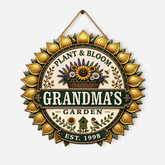 Plant And Bloom Personalized Wood Sign - Custom Grandma Garden Gift