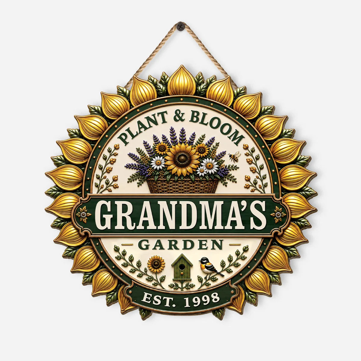 Plant And Bloom Personalized Wood Sign - Custom Grandma Garden Gift