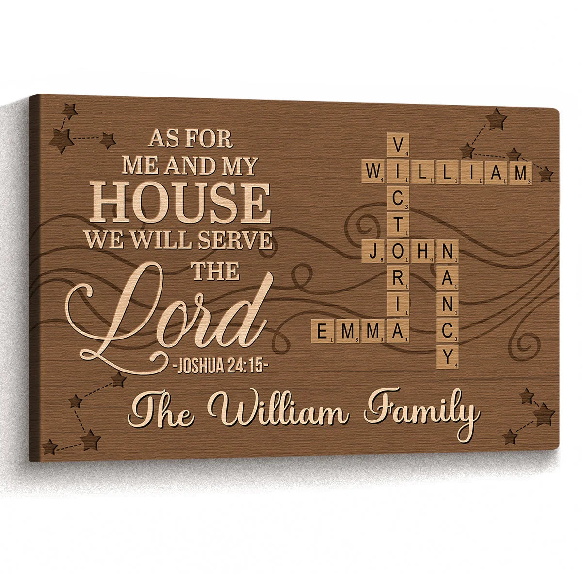 As For Me And My House We Will Serve The Lord - Personalized Crossword Canvas / Poster Housewarming Gift for Family