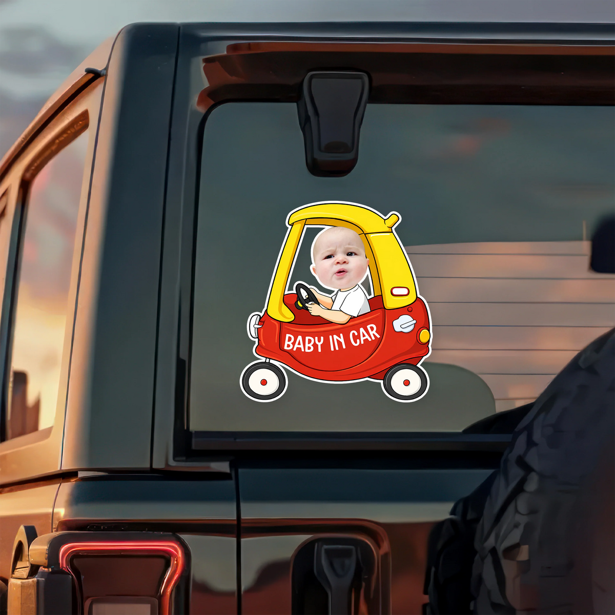 Baby In Car Custom Photo Decal Sticker - Personalized Car Window Keepsake for Parents