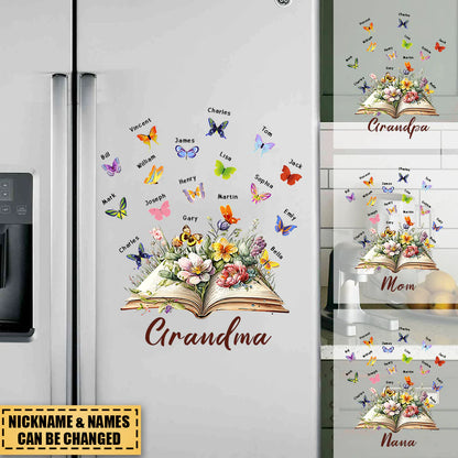 Custom Grandma Butterfly Book Car Decal personalization view for Grandma