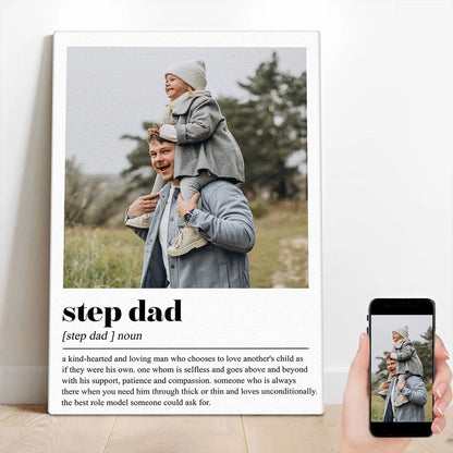 Step Dad Definition Personalized Canvas / Poster - Custom Photo Wall Art Gift