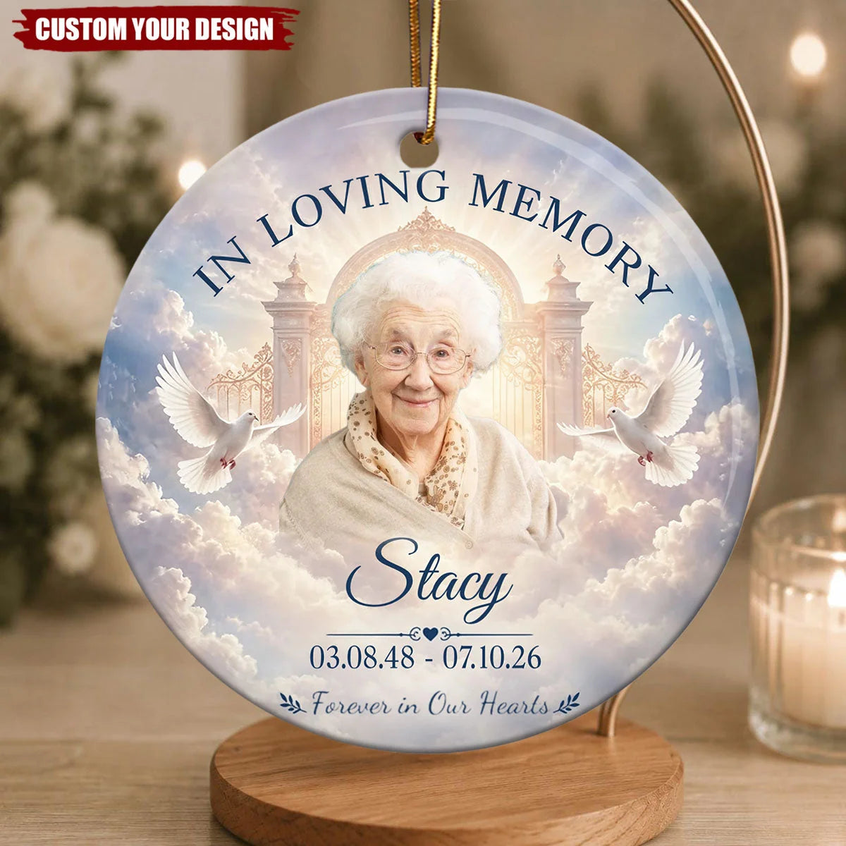 Personalized Memorial Photo Ornament personalization view for Family