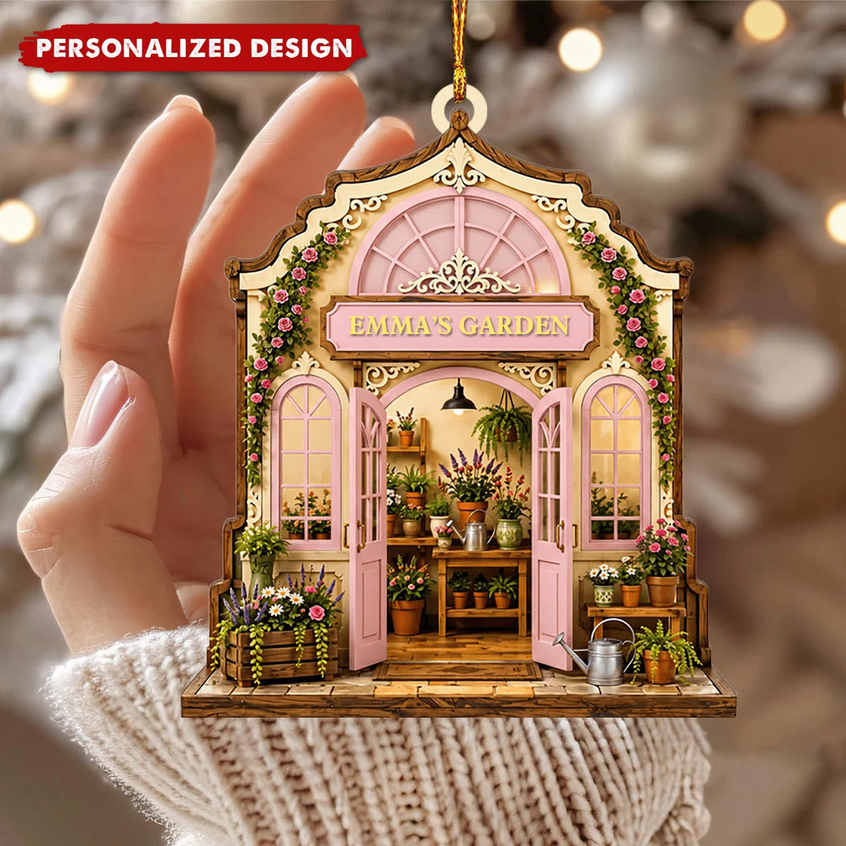 Personalized Greenhouse Wooden Ornament - Custom Garden Plant Lovers Keepsake Gift