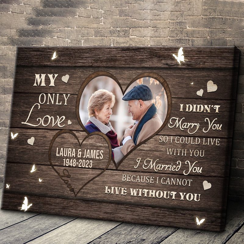 "My Only Love" Personalized Couple Photo Canvas / Poster - Custom Anniversary Wall Art Gift for Wife or Husband