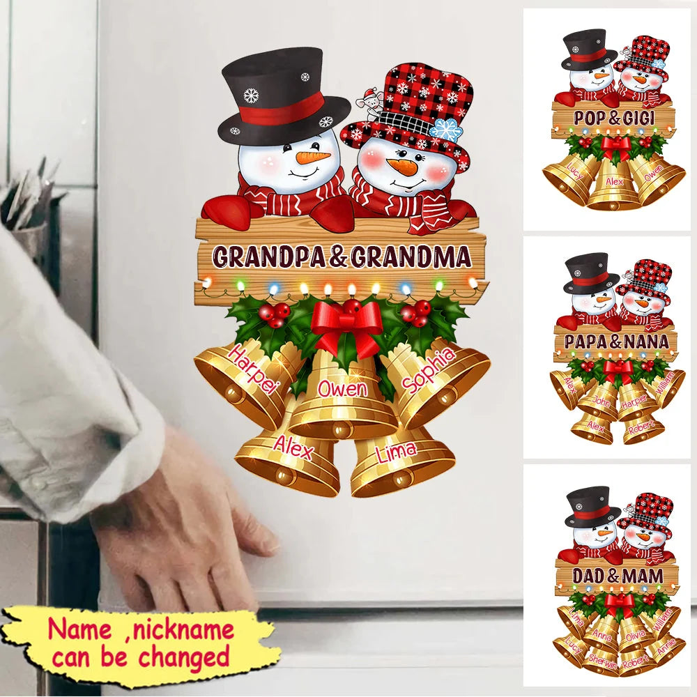 Grandpa & Grandma Custom Snowman Decal - Personalized Christmas Family Gift Sticker