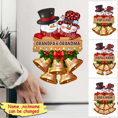 Grandpa & Grandma Custom Snowman Decal - Personalized Christmas Family Gift Sticker