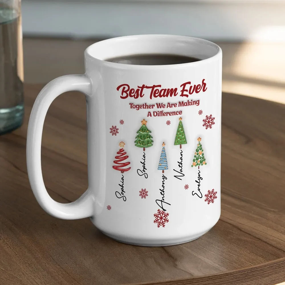Best Team Ever Personalized Mug - Custom Christmas Coworker Coffee Cup Gift