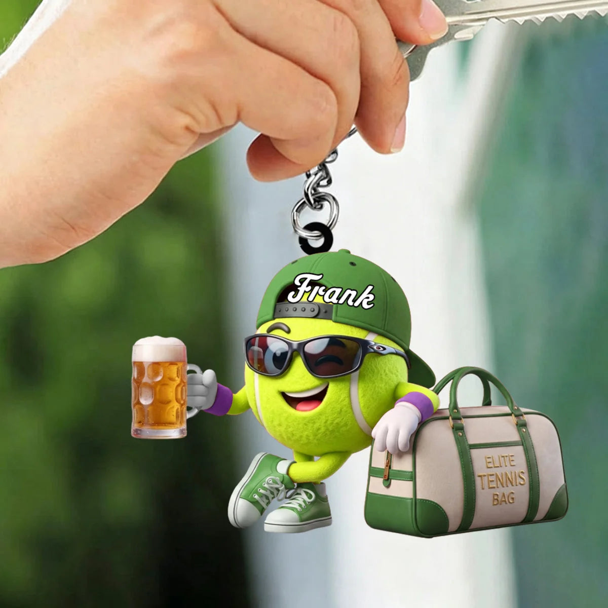 Personalized Tennis Player Mascot Keychain - Custom Tennis Gift for Men & Coaches