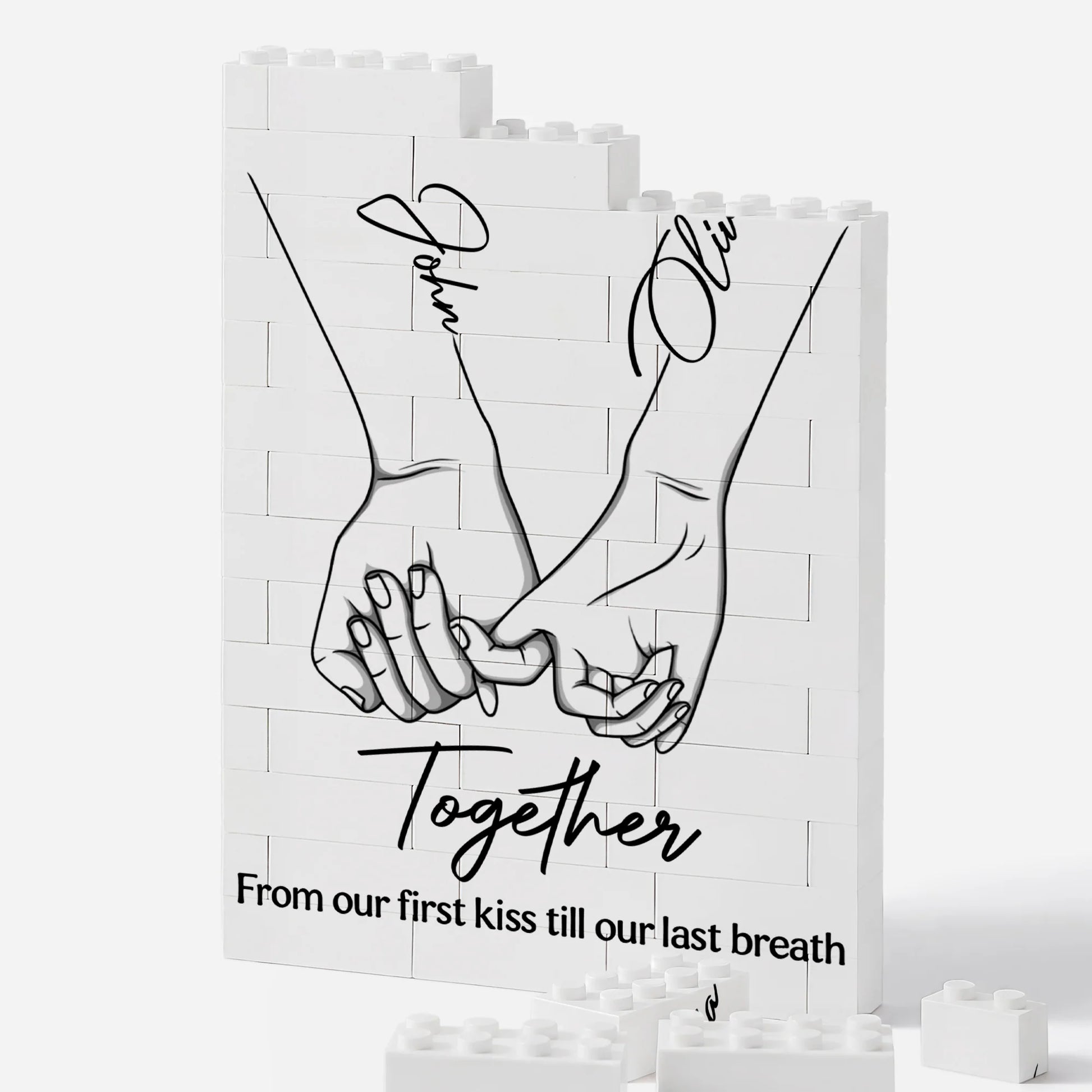 From Our First Kiss To Our Last Breath - Personalized Building Brick Keepsake for Couples