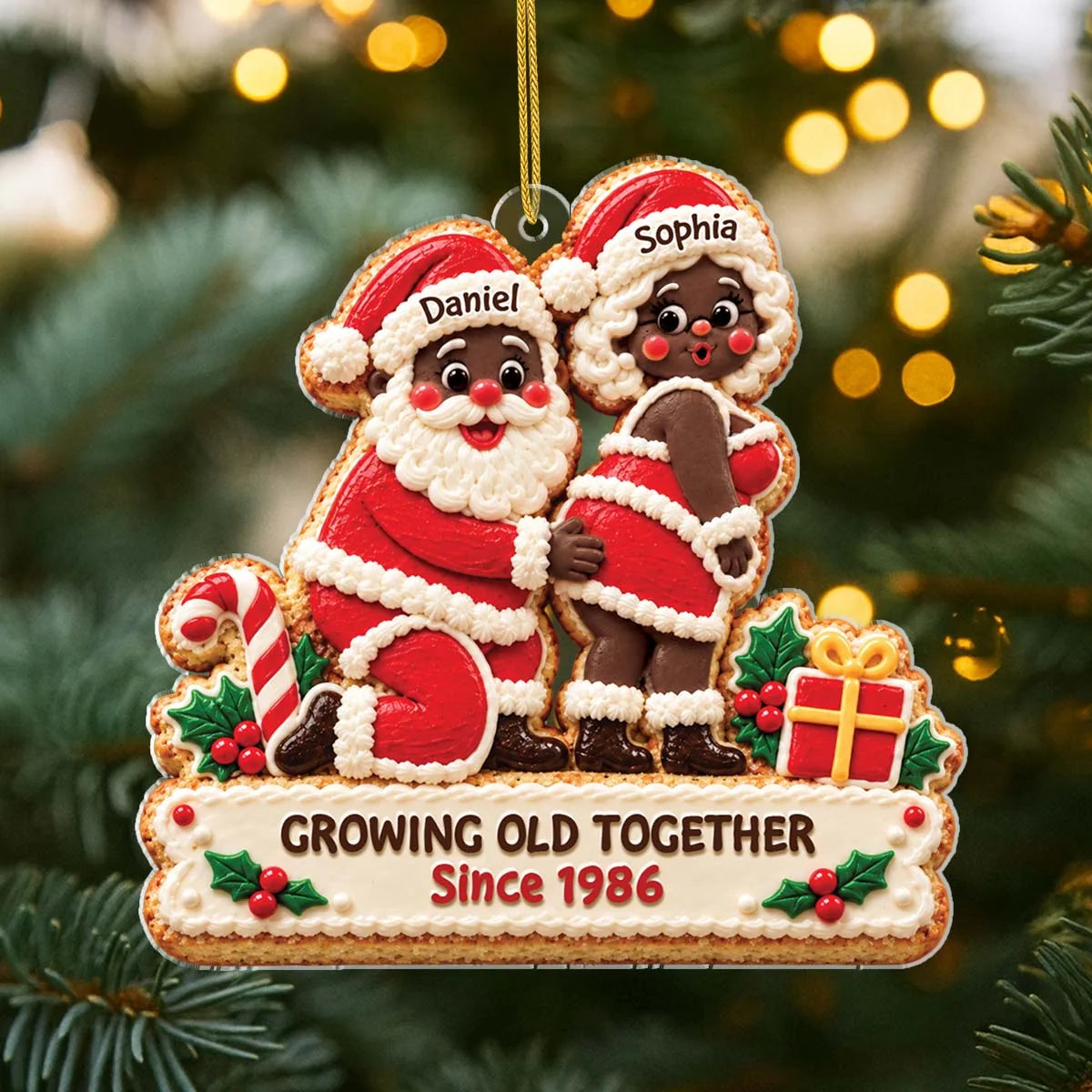 Growing Old Together Personalized Acrylic Ornament - Couples Santa Holiday Keepsake