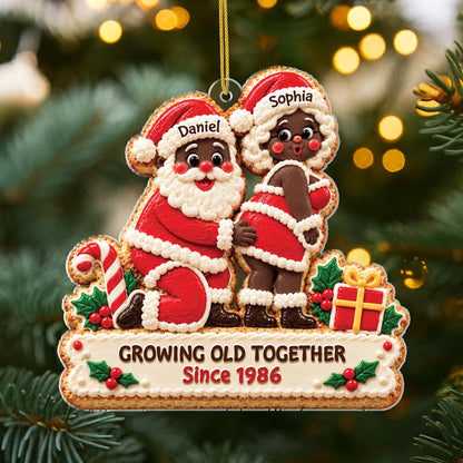 Growing Old Together Personalized Acrylic Ornament - Couples Santa Holiday Keepsake