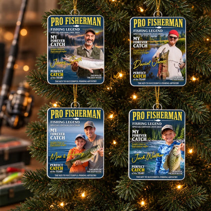 Pro Fisherman Cover Personalized Acrylic Ornament - Dad Christmas Gift