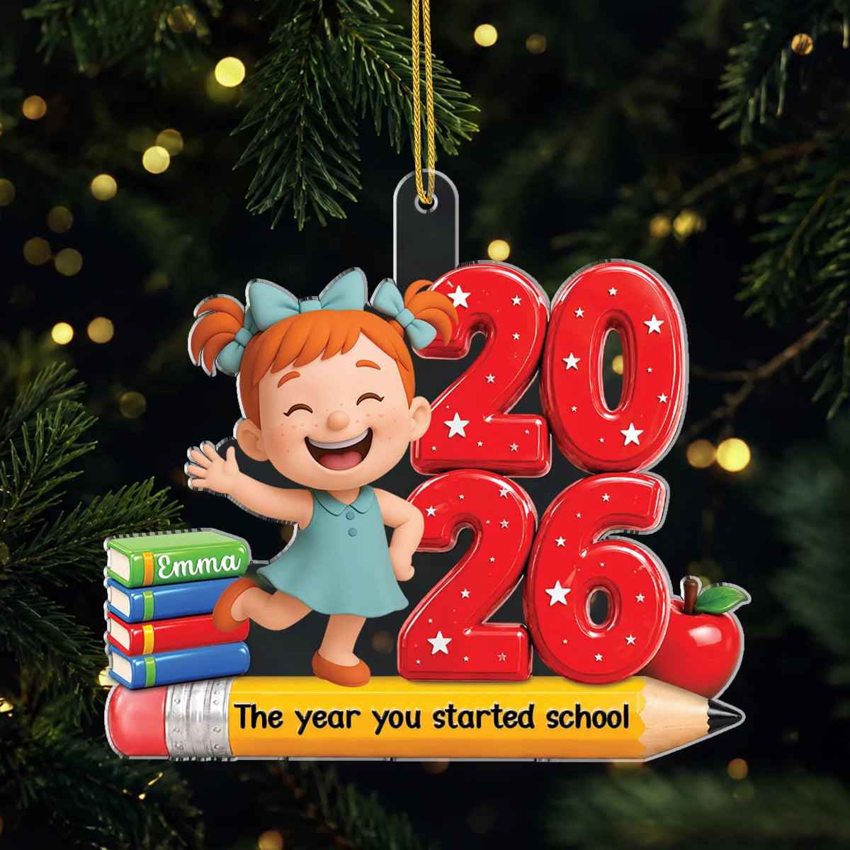 The Year You Started School Personalized Acrylic Ornament - Custom Back to School Keepsake Gift for Kids