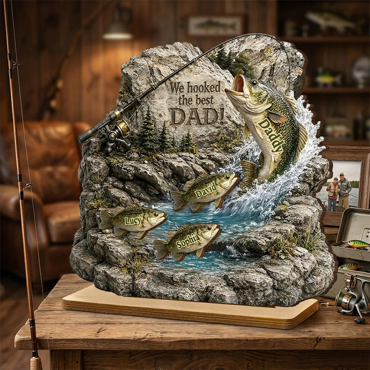 Personalized Fishing Plaque Gift For Dad personalization view for Dad