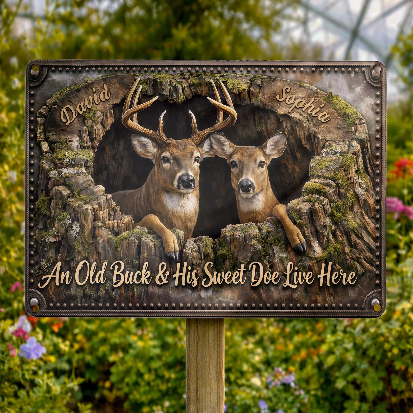 Custom Deer Couple Metal Sign for Couples with personalized design details for meaningful gifting image 7