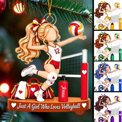 Just A Girl Who Loves Volleyball Personalized Acrylic Ornament - Christmas Keepsake for Daughter