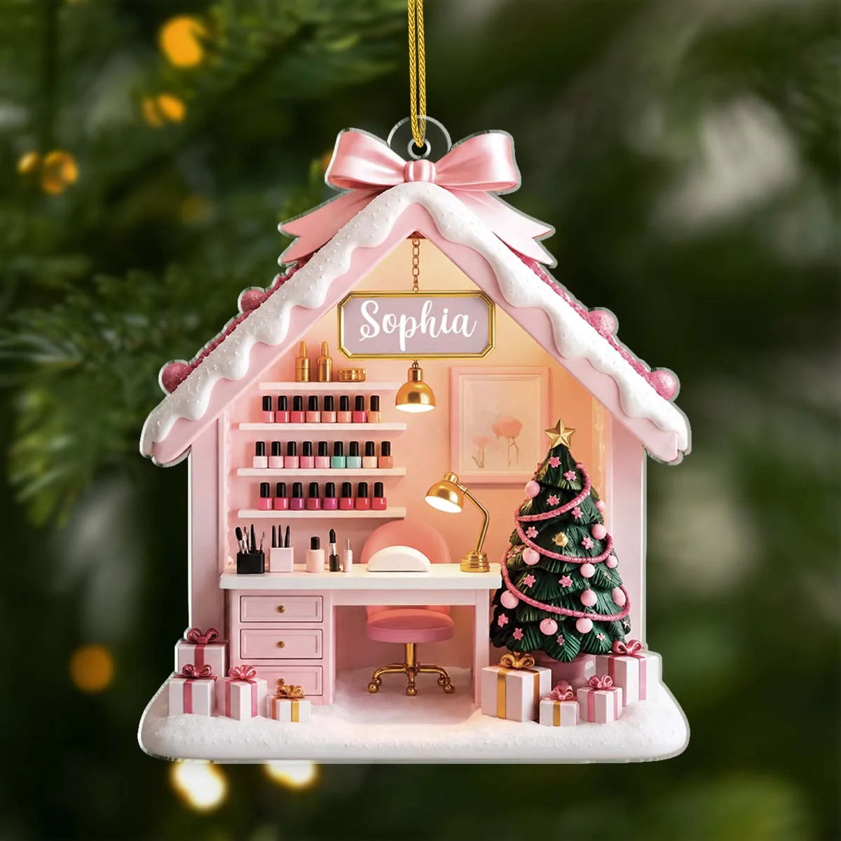 Custom Nail Tech Salon Acrylic Ornament - Personalized Christmas Keepsake Gift for Nail Artist