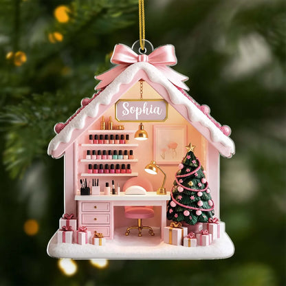 Custom Nail Tech Salon Acrylic Ornament - Personalized Christmas Keepsake Gift for Nail Artist