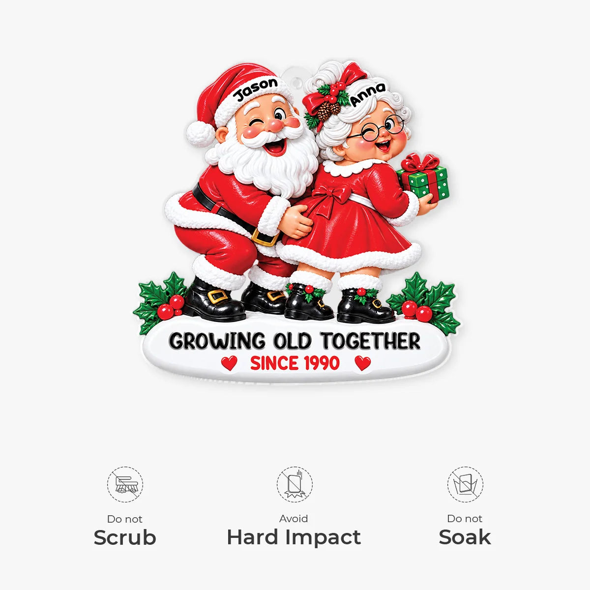Growing Old Together Personalized Acrylic Ornament for Couples - Custom Christmas Anniversary Gift