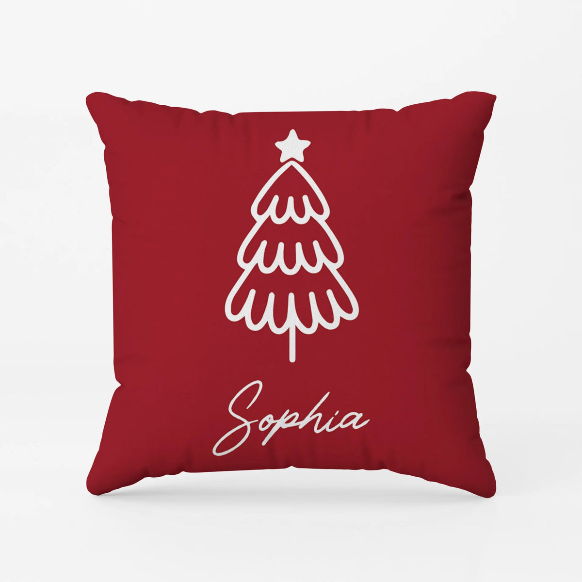 Christmas Tree Line Art Personalized Pillow - Custom Holiday Keepsake Gift for Family