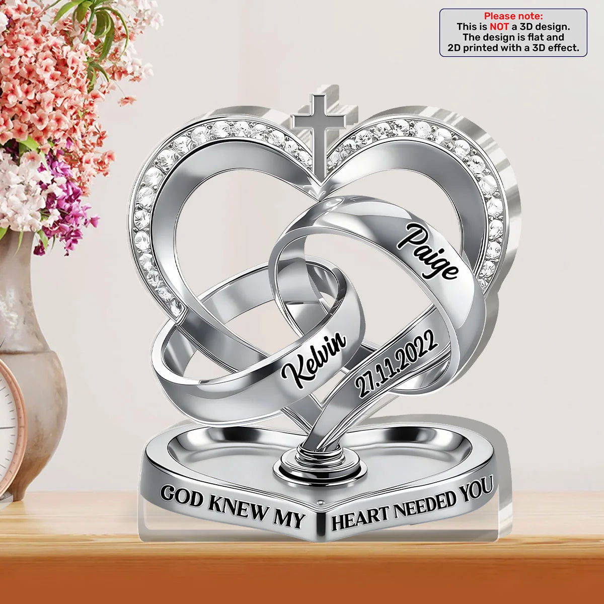 "God Knew My Heart Needed You" Personalized Acrylic Plaque for Couples - Custom Wedding Anniversary Gift