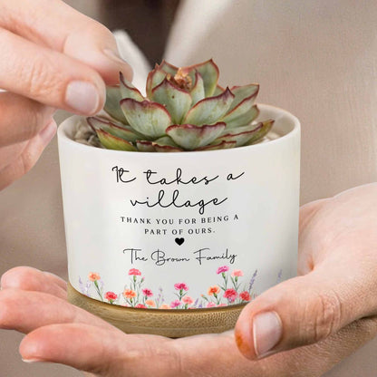 Wooden Ornament material and size view - Personalized Ceramic Plant Pot