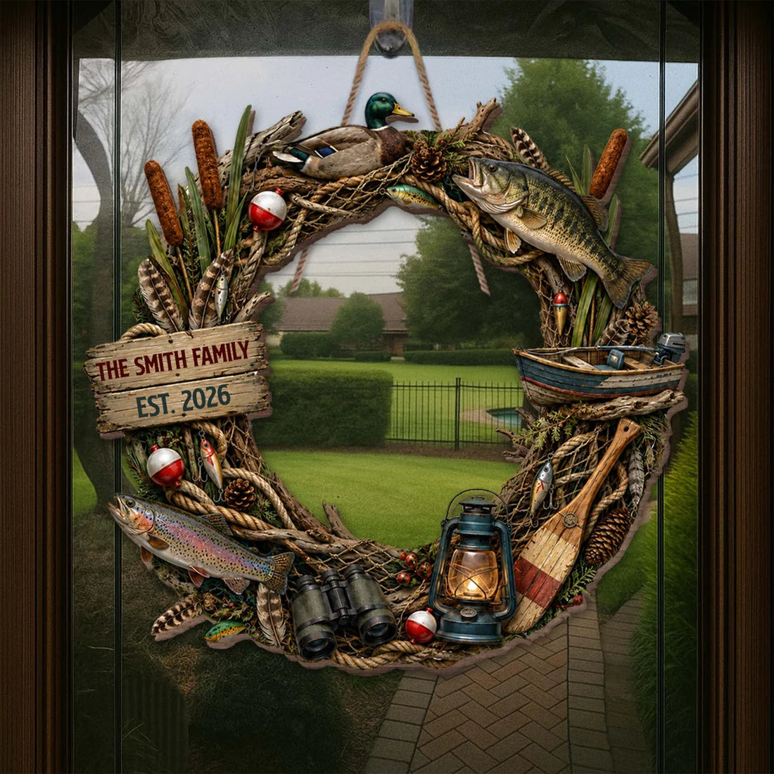 Our Family Fishing Personalized Wood Sign - Custom Lake House Gift for Fishing Lovers