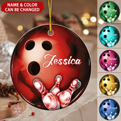 Custom Name Bowling Ball Acrylic Ornament – Personalized Christmas Keepsake for Bowling Teams