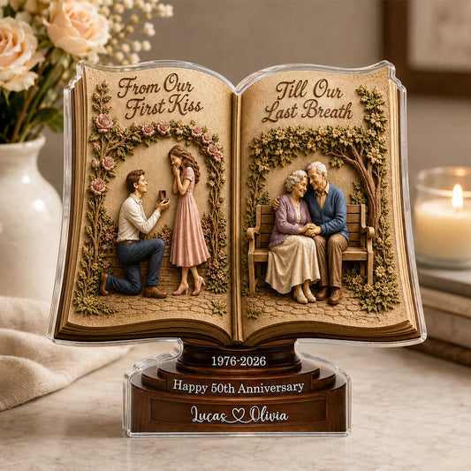 Custom Anniversary Acrylic Plaque for Wife with personalized design details for meaningful gifting