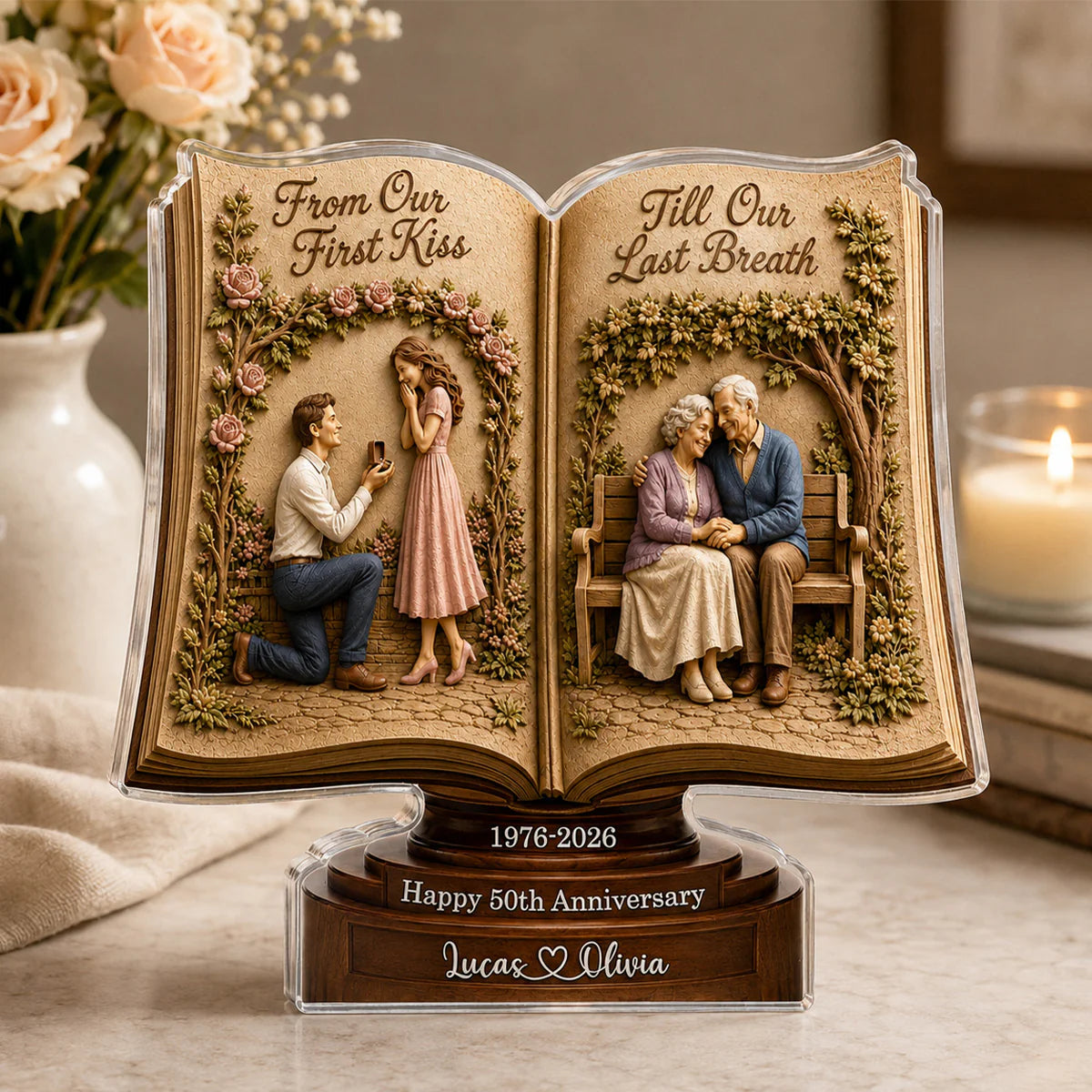 Custom Anniversary Acrylic Plaque for Wife with personalized design details for meaningful gifting