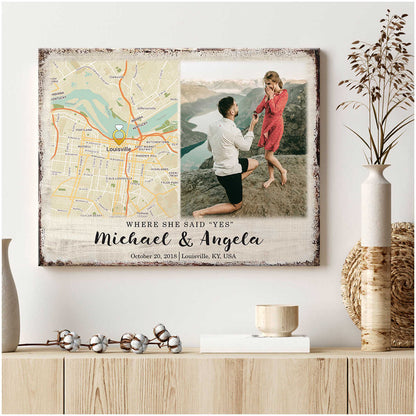 Custom Map Canvas Print personalization view for Couples