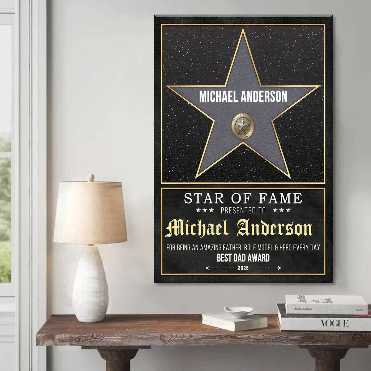 Personalized father's day gift star award canvas wall art for Michael Anderson image 6