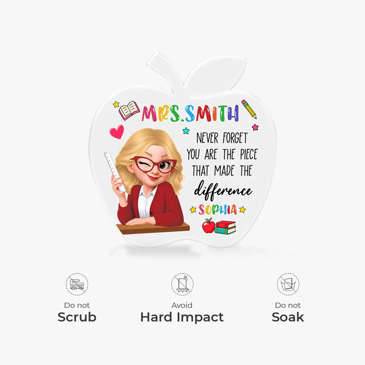 Plaque material and size view - Personalized Teacher Acrylic Plaque