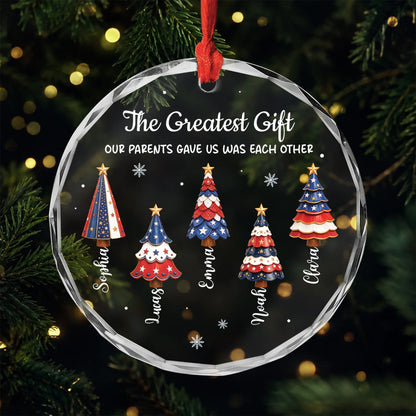 Brothers & Sisters Christmas Tree Glass Ornament - Personalized Sibling Gifts