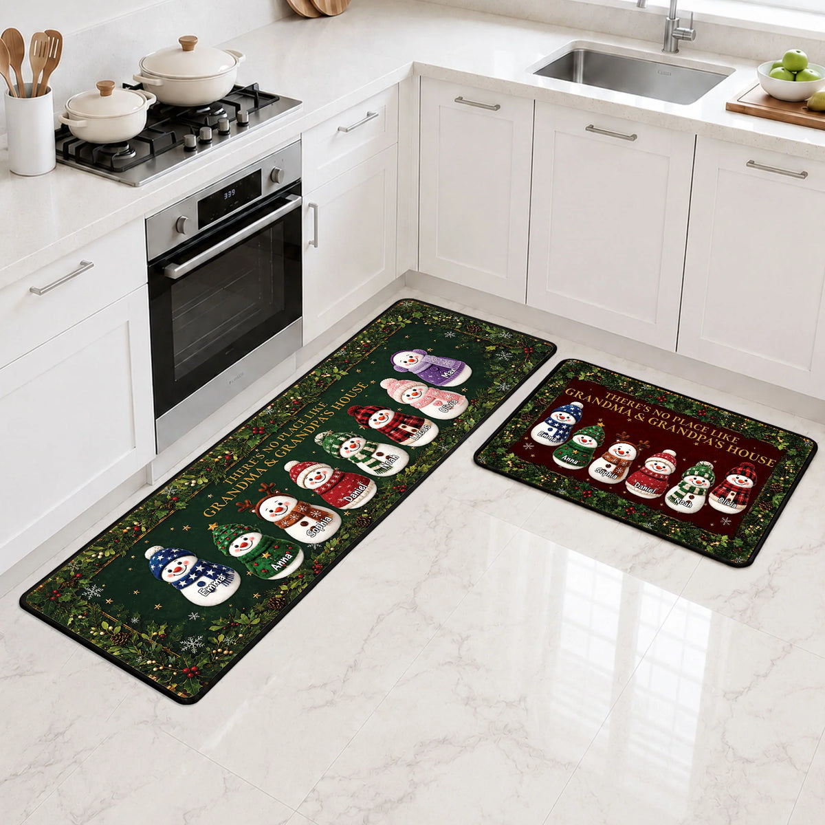 There's No Place Like Grandma & Grandpa's House - Custom Grandparents Christmas Runner Rug