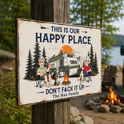 Custom Camping Metal Sign for Family with personalized design details for meaningful gifting image 6