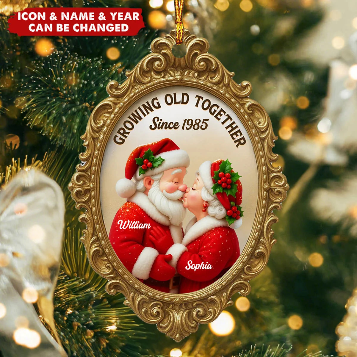 Growing Old Together Personalized Wooden Ornament - Custom Couple Christmas Gift