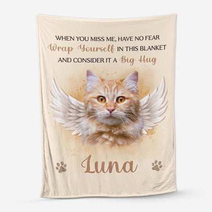 "Wrap Yourself in a Hug" Personalized Cat Photo Memorial Blanket - Custom Gift for Cat Lovers