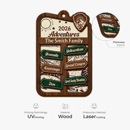 2026 Adventures Personalized Wooden Ornament - Custom Family Travel Keepsake Gift