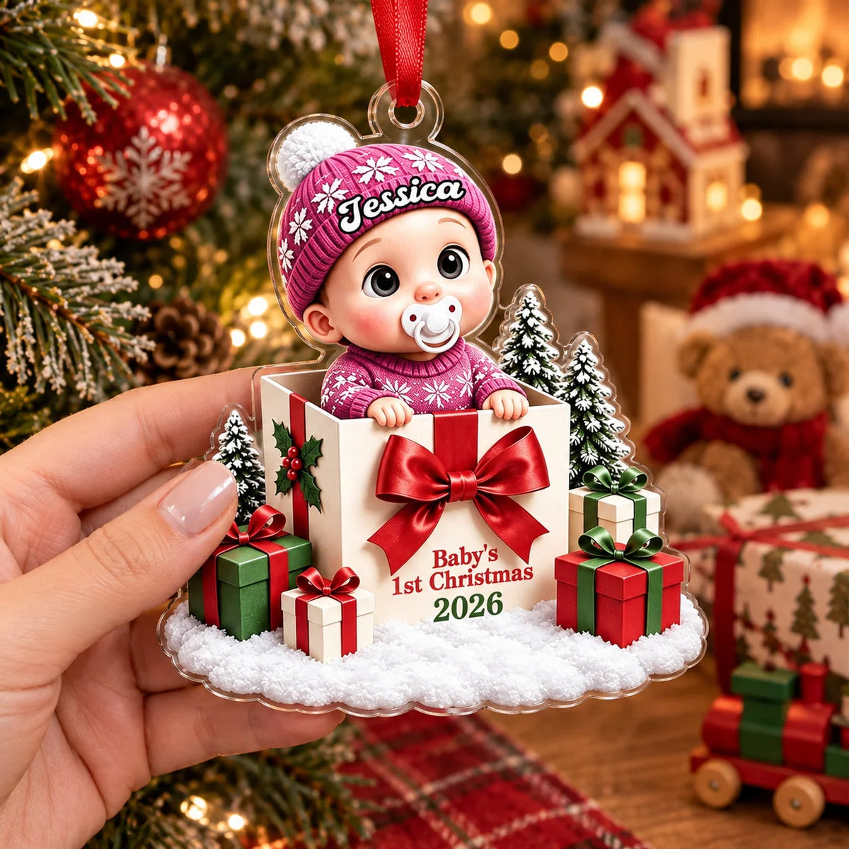 Baby's First Christmas Personalized Acrylic Ornament - Custom Keepsake for New Mom