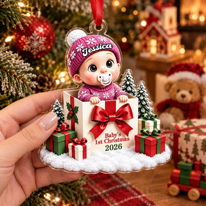 Baby's First Christmas Personalized Acrylic Ornament - Custom Keepsake for New Mom