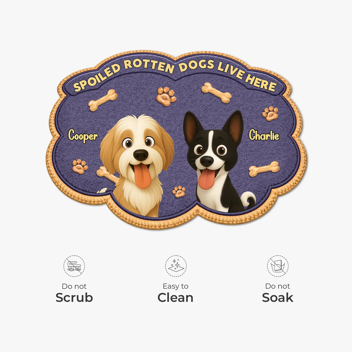 "Spoiled Rotten Dogs Live Here" - Personalized Shaped Dog Doormat for Dog Lovers