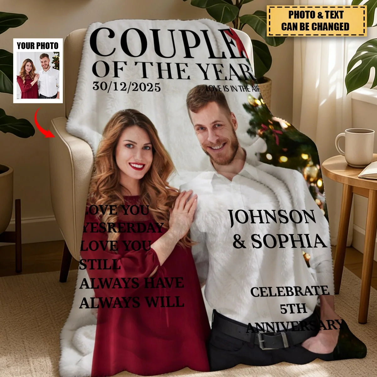 Couple Of The Year Magazine Cover Personalized Blanket - Custom Photo Anniversary Gift