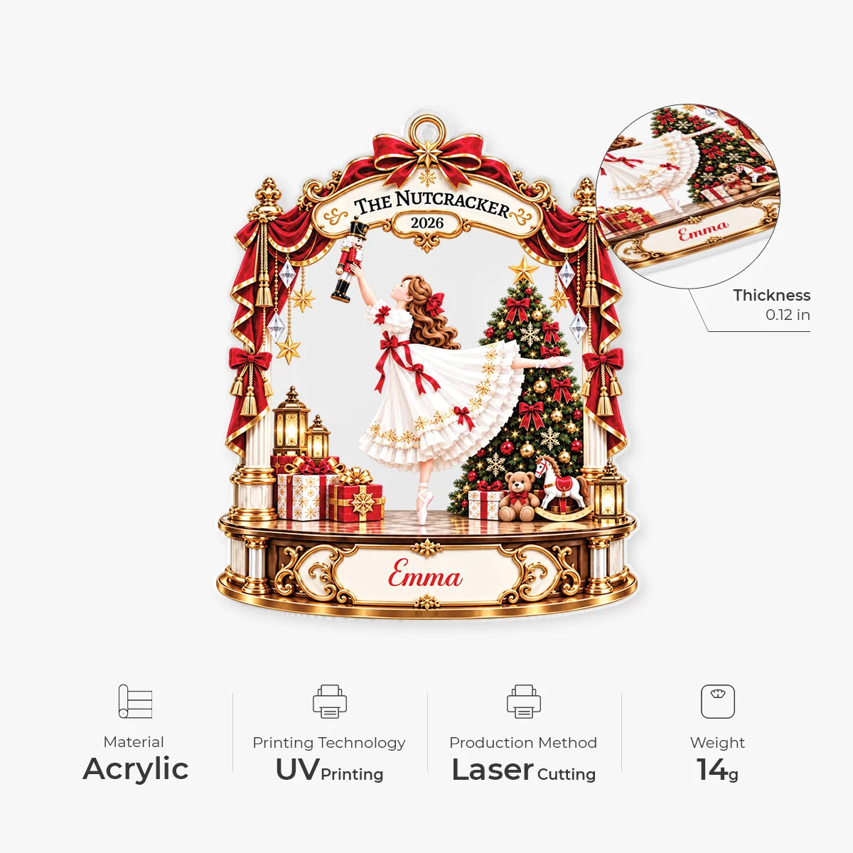 The Nutcracker 2026 Personalized Acrylic Ornament - Custom Christmas Gift for Daughter