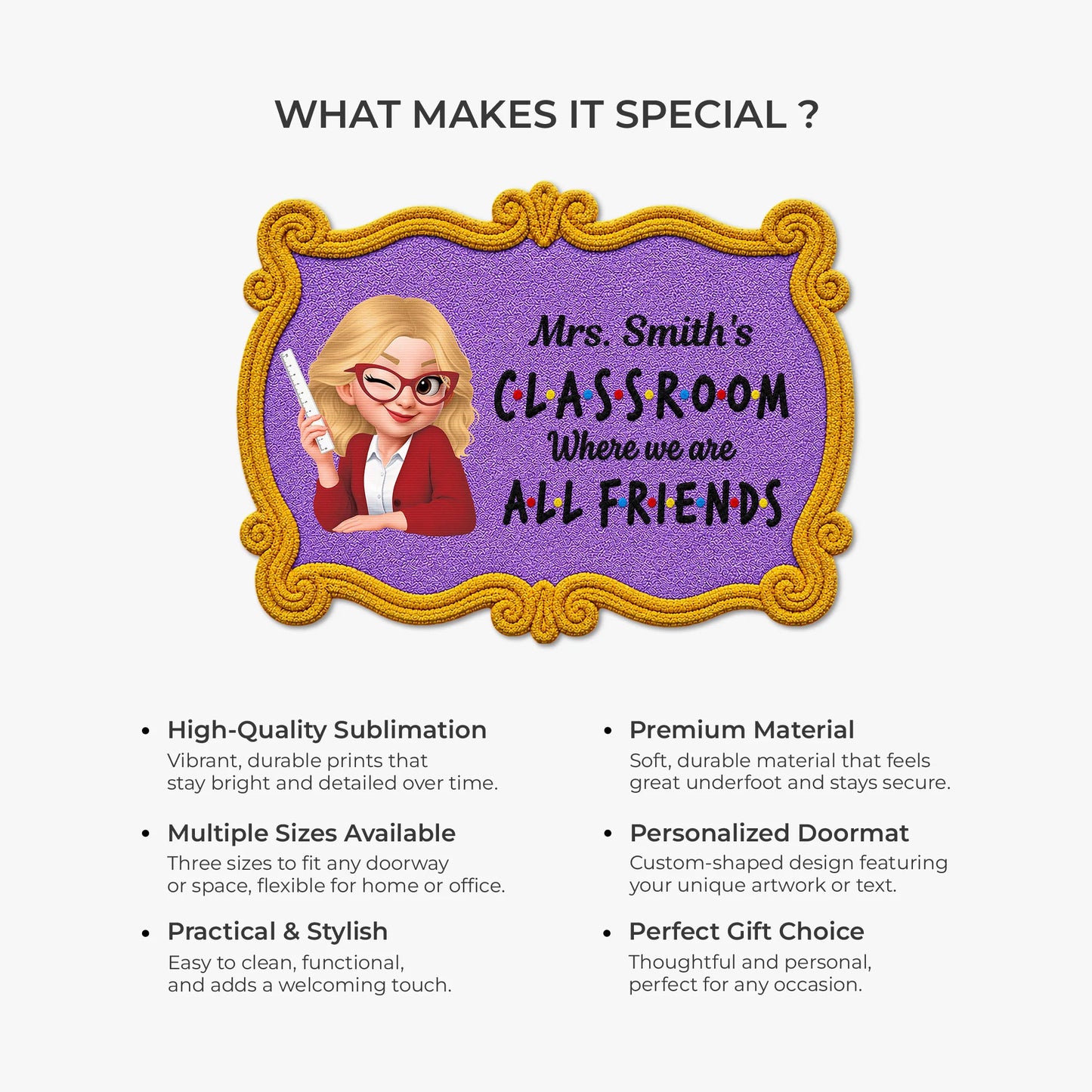 "Where We Are All Friends" Personalized Classroom Doormat - Custom Teacher Appreciation Gift