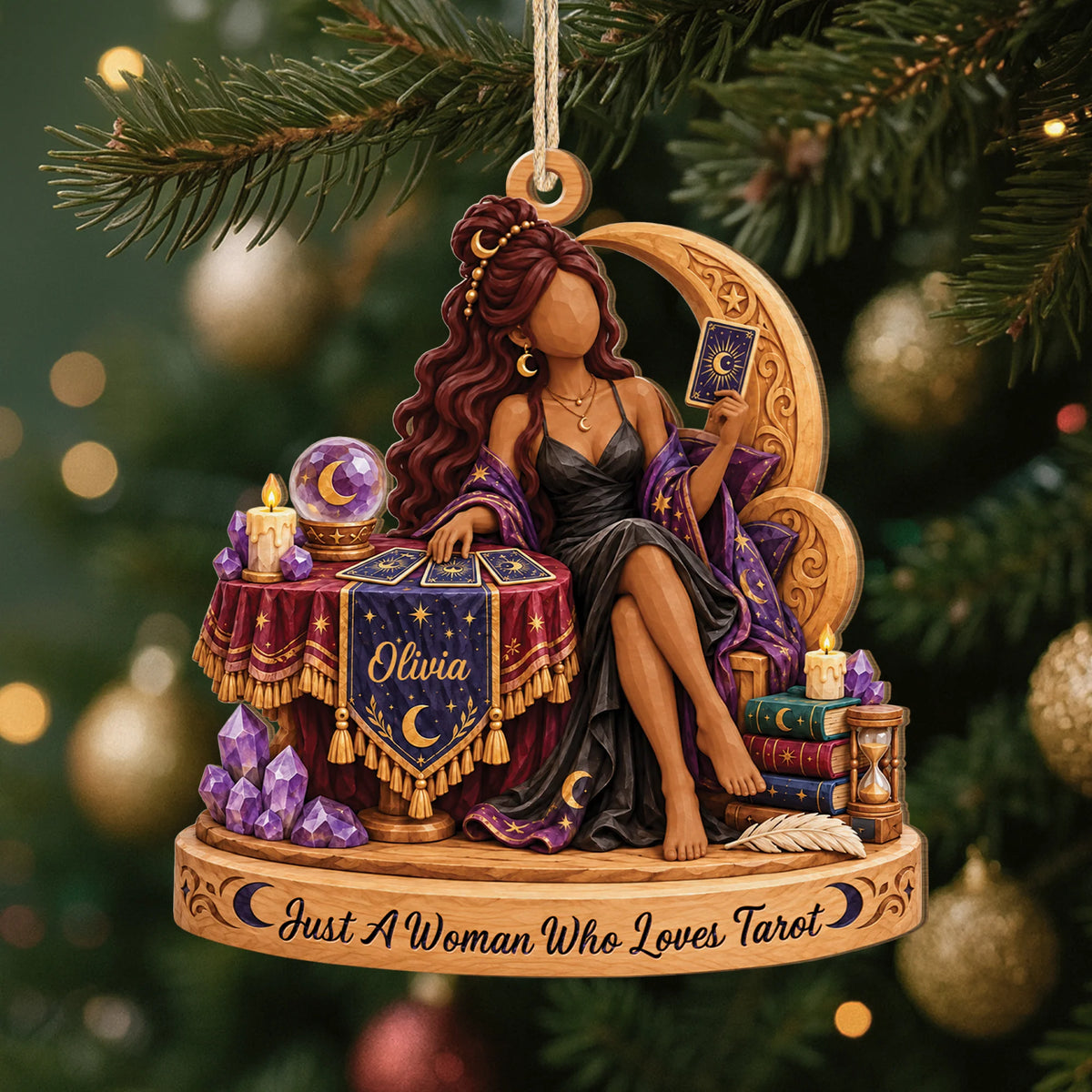 Just A Girl Who Loves Tarot Personalized Wooden Ornament - Keepsake Gift for Witchy Friends